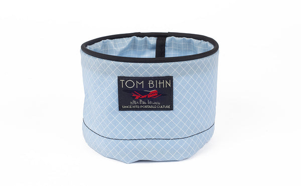 A Small Travel Tray in Acuity (light blue with white grid) 200 Halcyon.